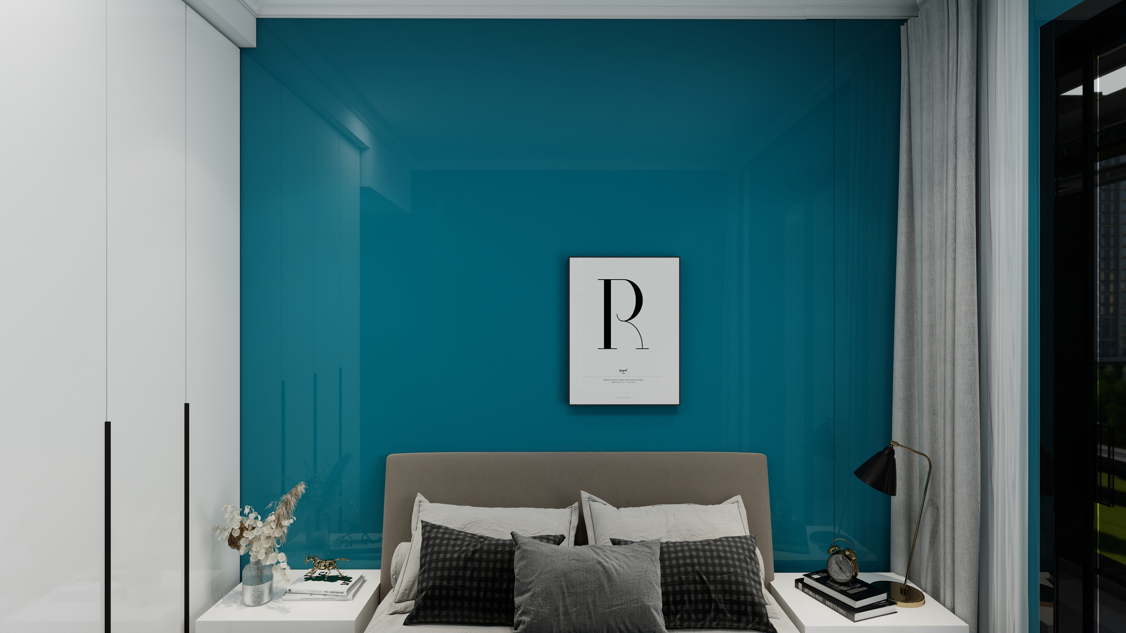 Solid-color decorative film room scene