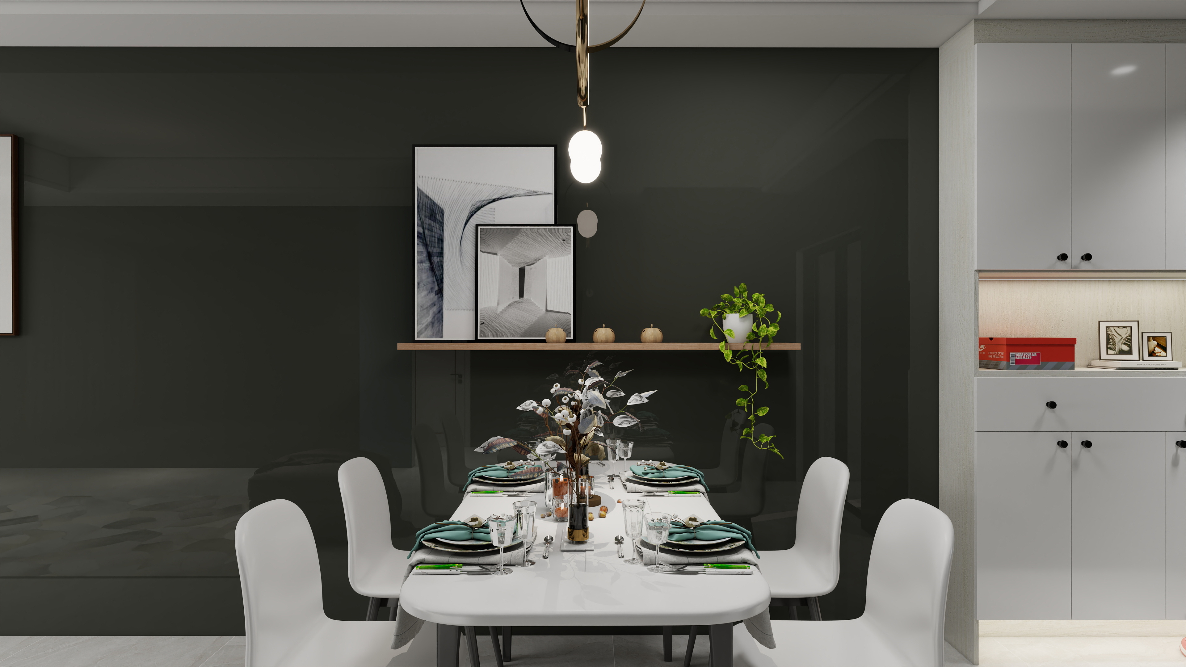Solid-color decorative film room scene