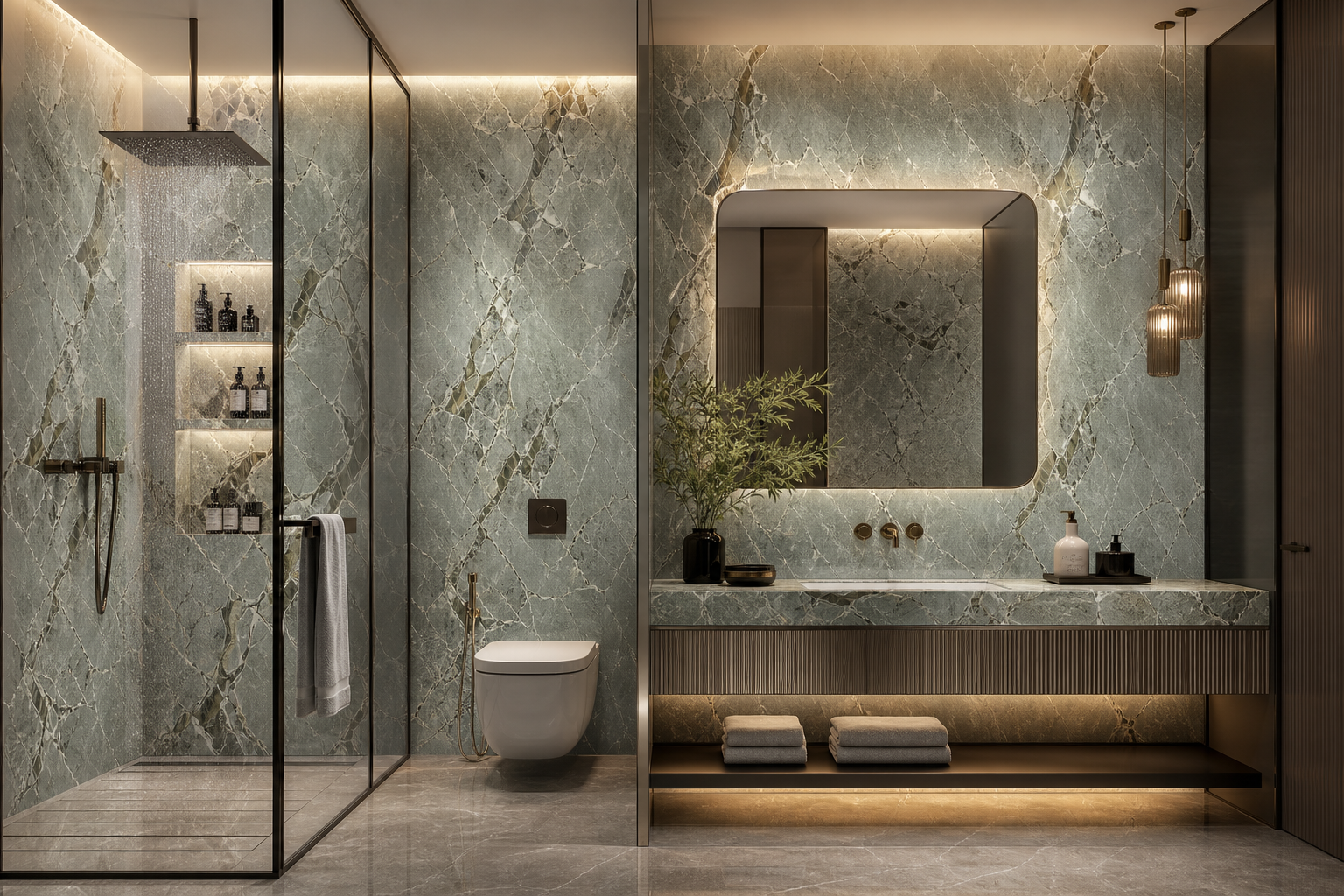 Marble Pattern Wall Panel Film – 8064 room scene