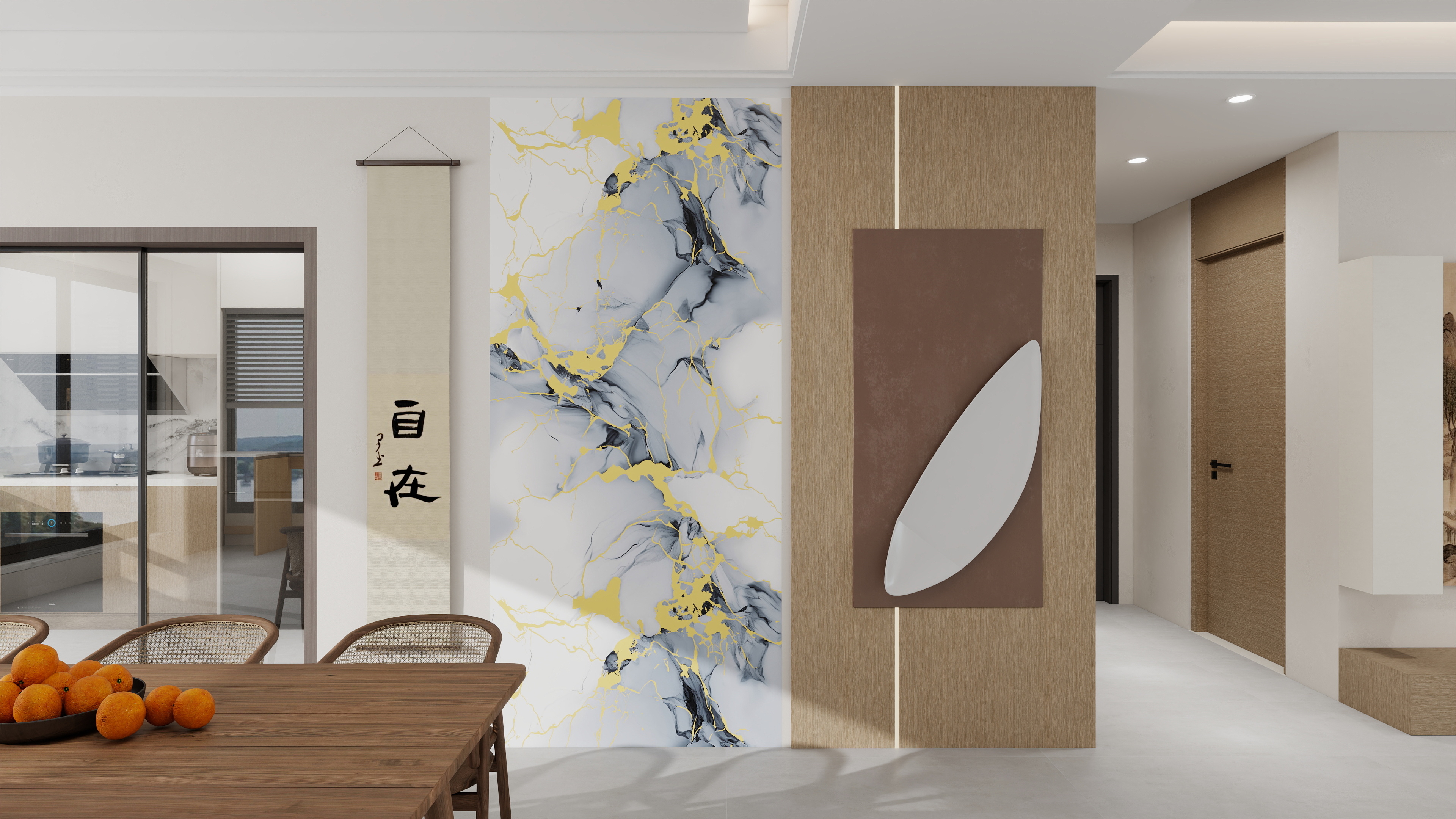 Marble decorative film room scene